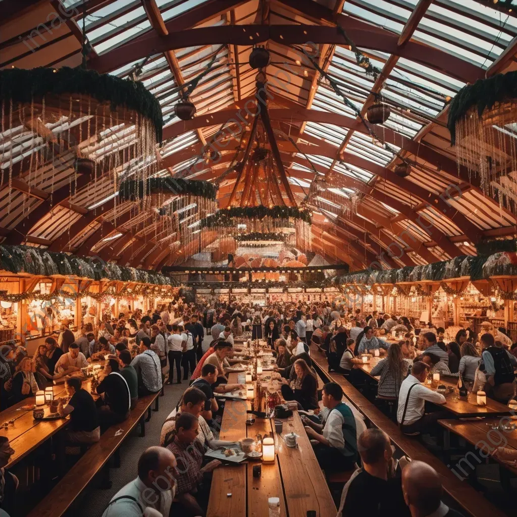 Oktoberfest beer tents with traditional decor and lively crowds - Image 4