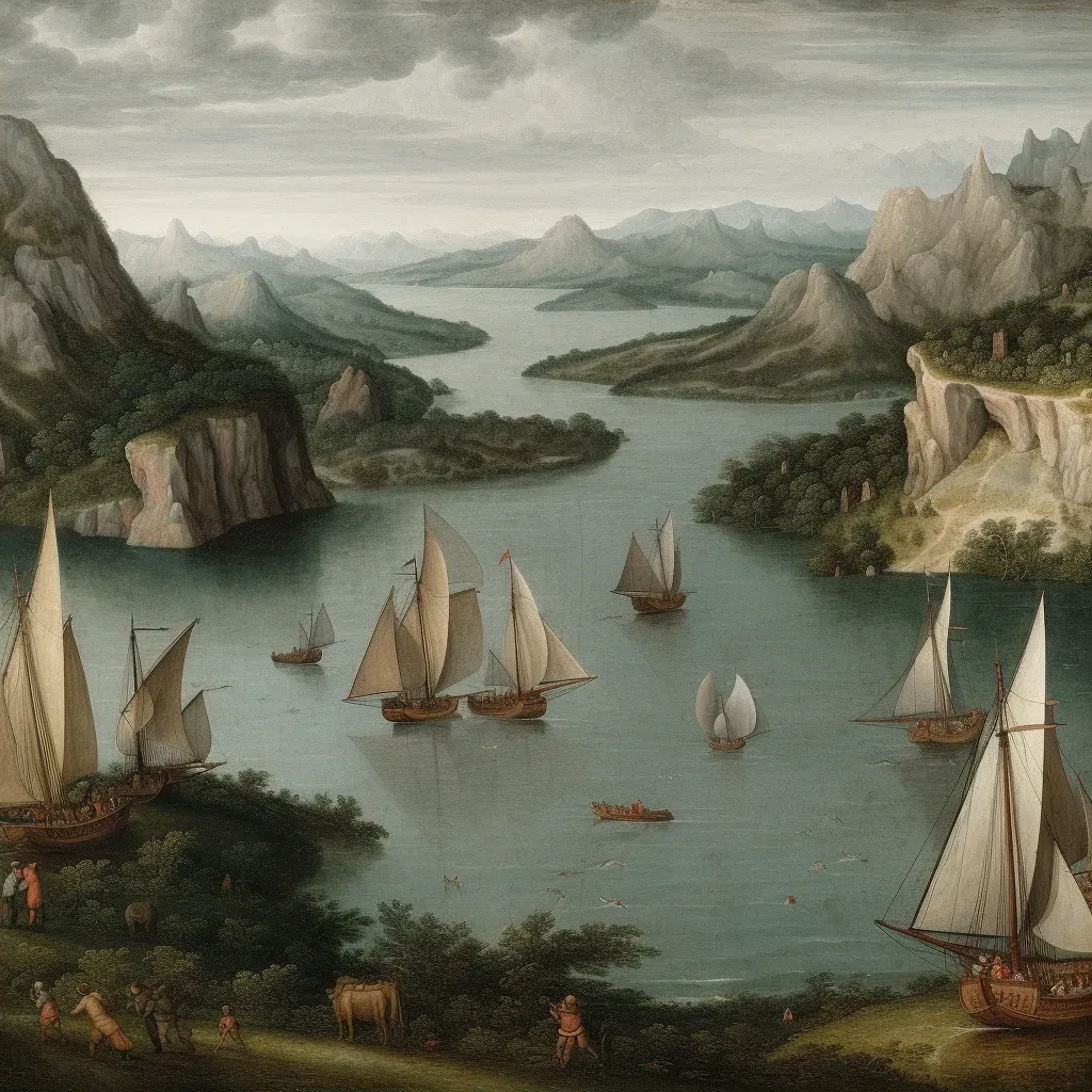 Sailboats in serene lake surrounded by mountains - Image 2