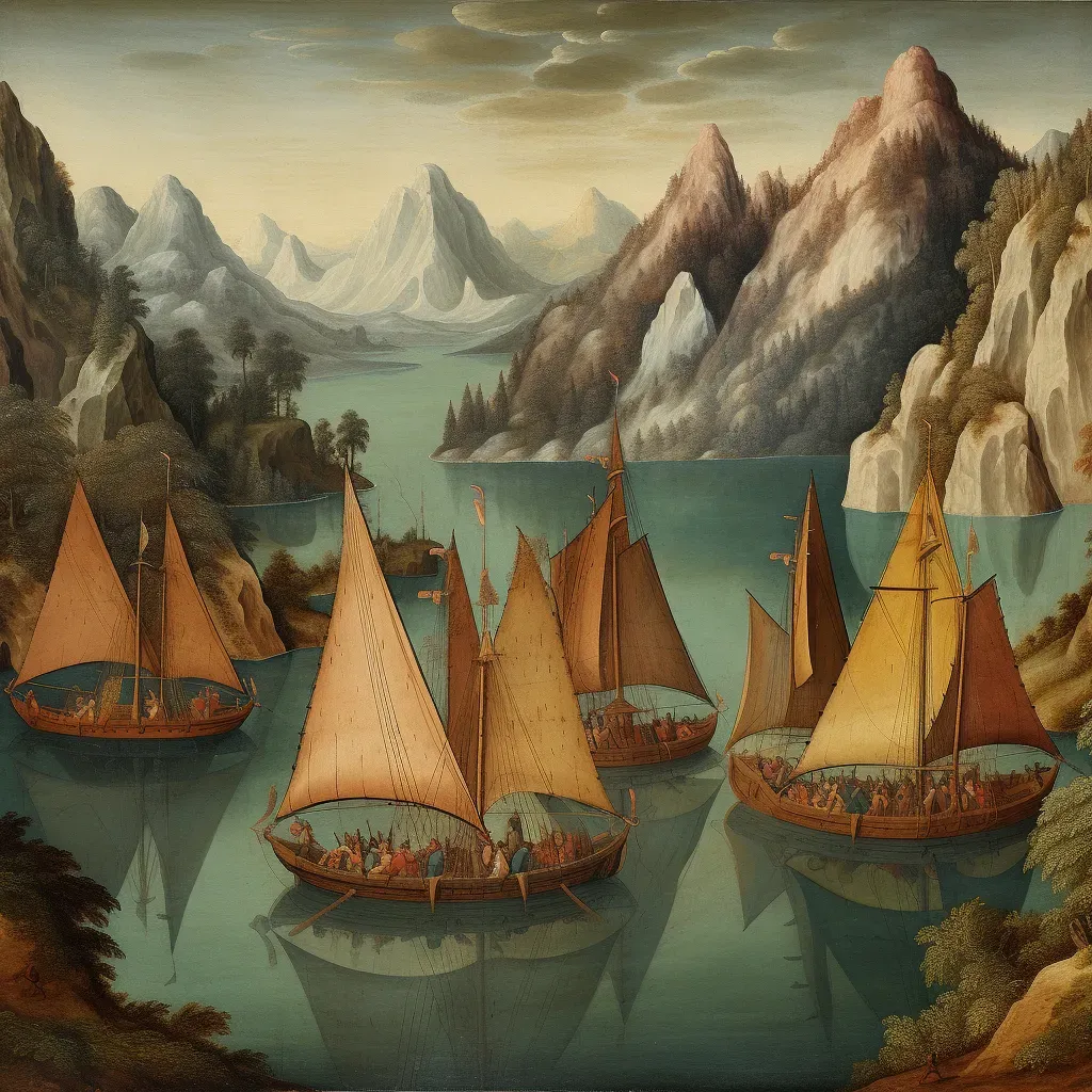 Sailboats in serene lake surrounded by mountains - Image 3