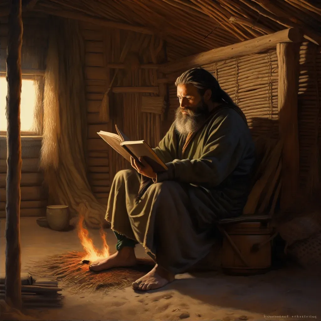 Image of a sage reading in a tranquil hut - Image 2