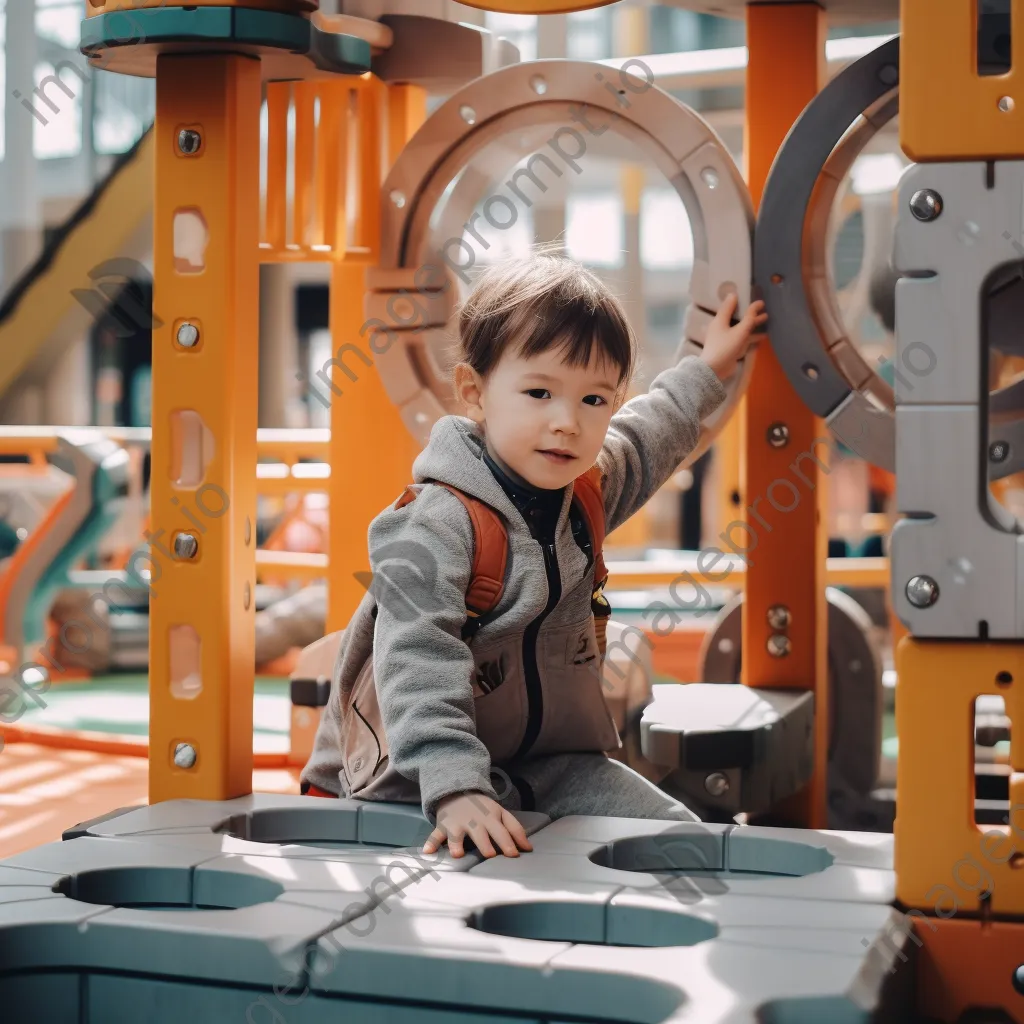 Child playing in a smart playground with interactive features. - Image 1