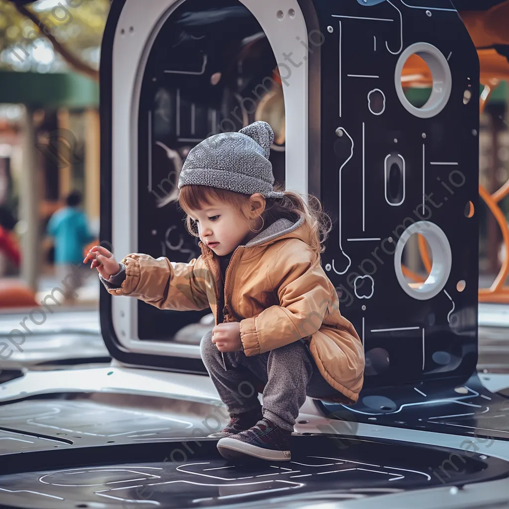 Child playing in a smart playground with interactive features. - Image 3