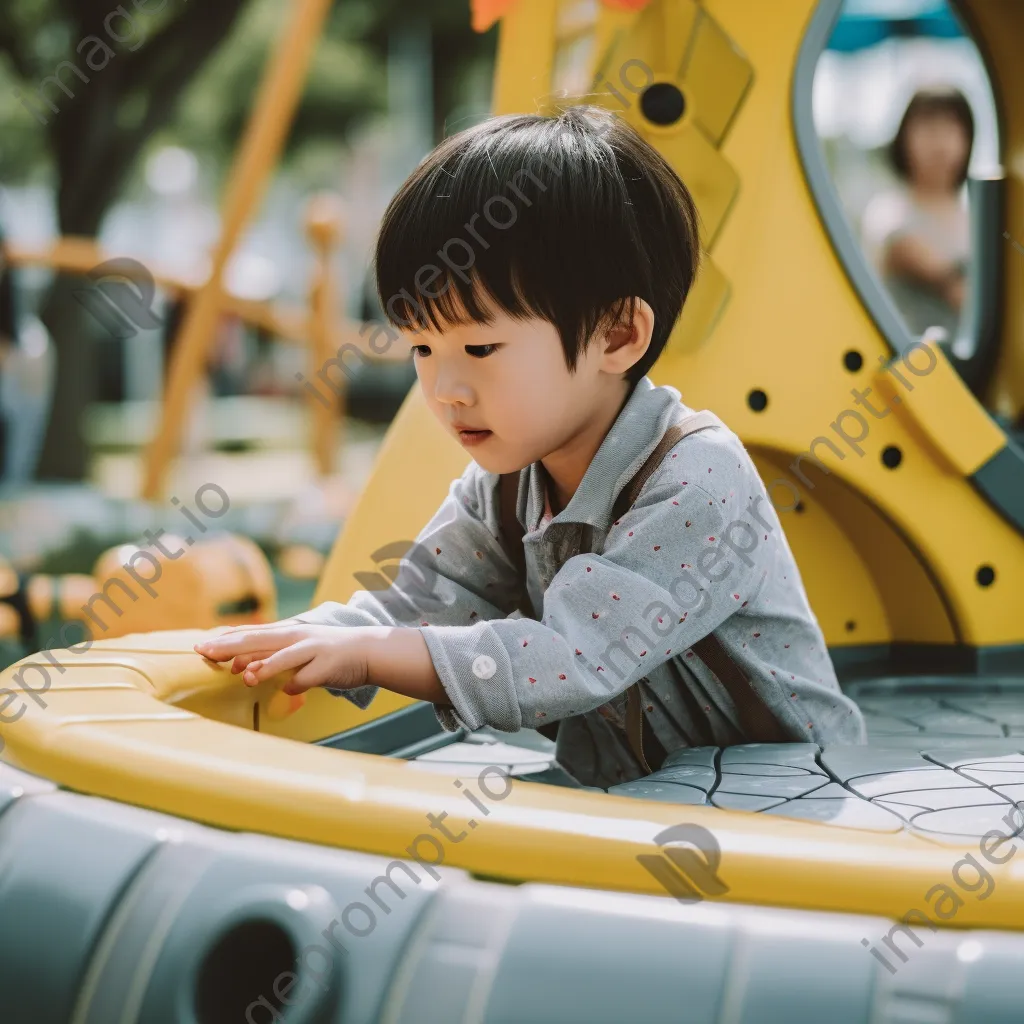 Child playing in a smart playground with interactive features. - Image 4