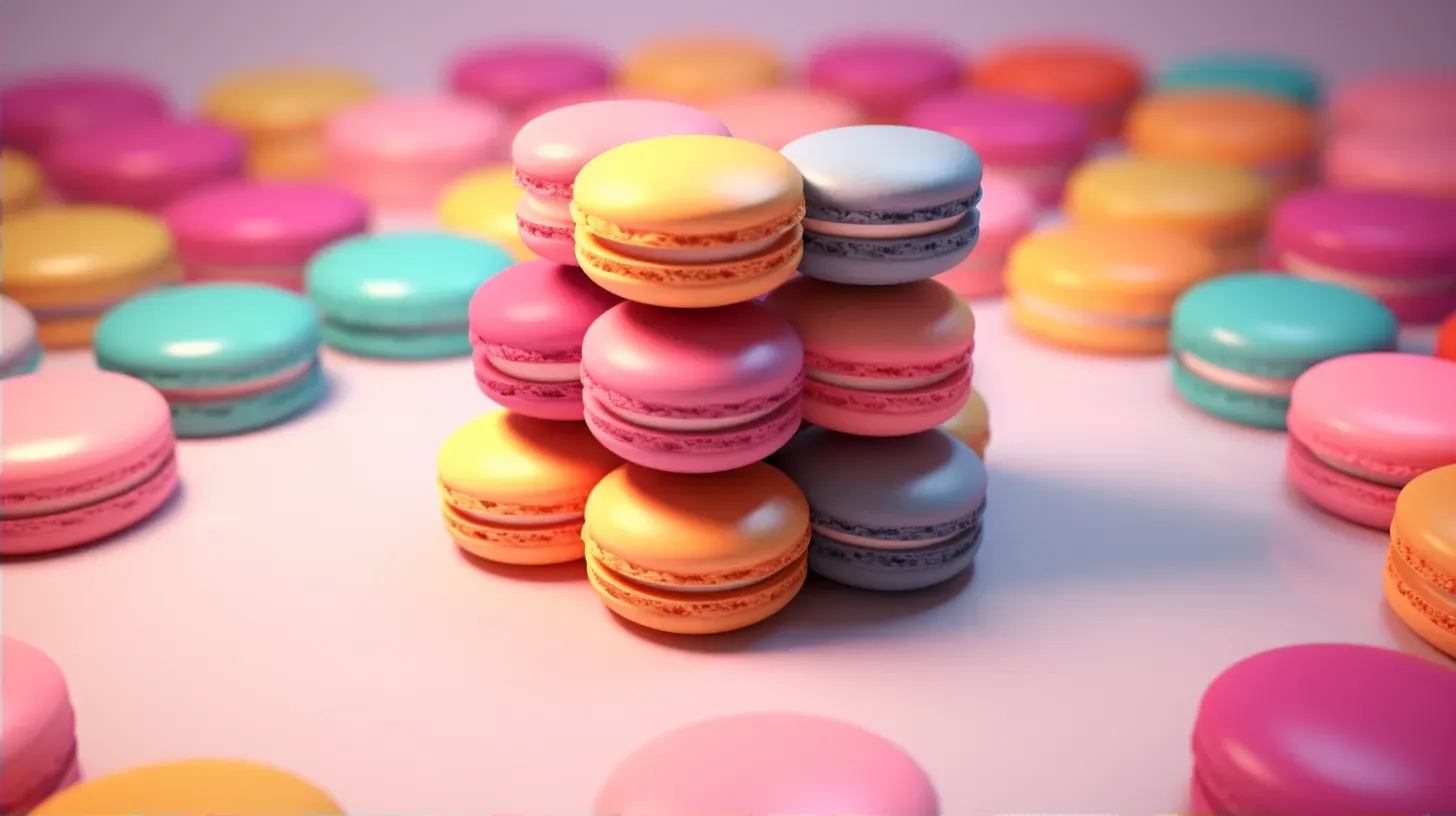 Colorful array of macarons in low poly style with spatial textures - Image 2