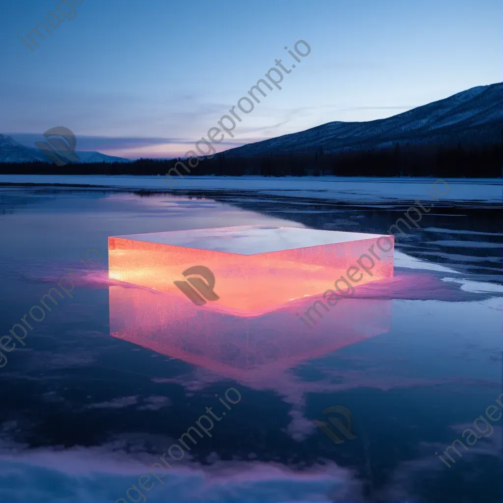 Light installation onto a frozen lake showcasing shifting colors and patterns mapping the topography - Image 1