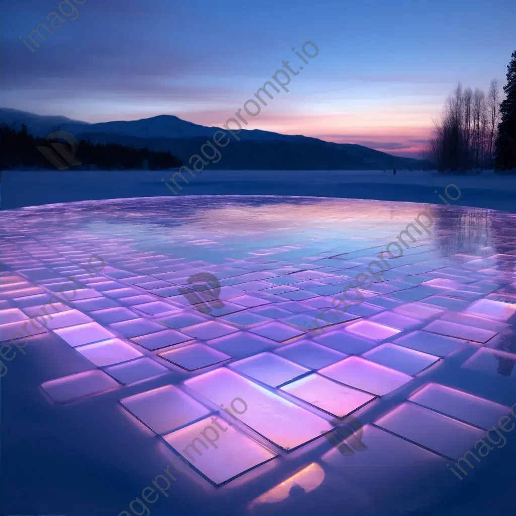 Light installation onto a frozen lake showcasing shifting colors and patterns mapping the topography - Image 2