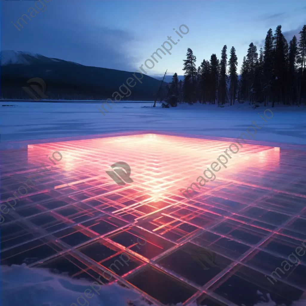 Light installation onto a frozen lake showcasing shifting colors and patterns mapping the topography - Image 4