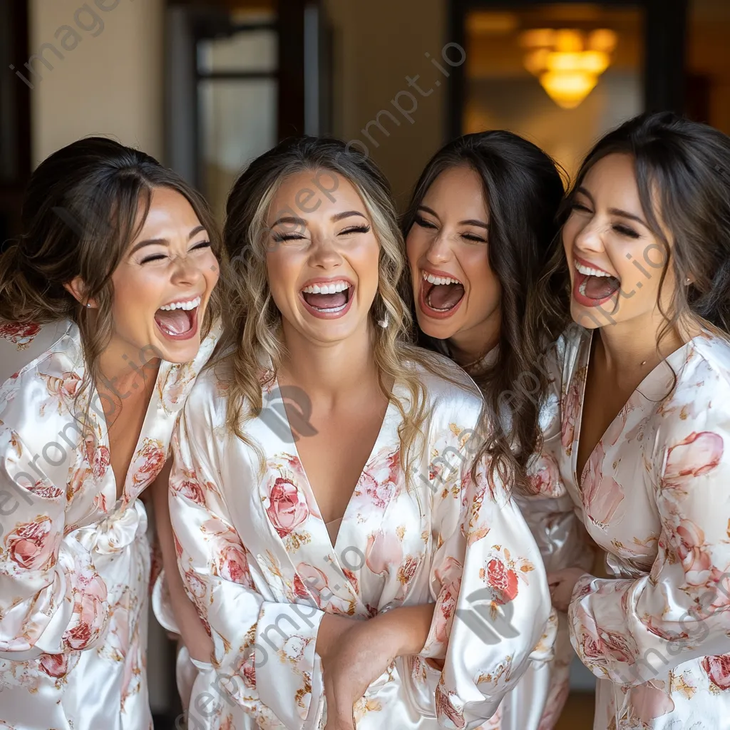 Bridesmaids laughing before the wedding - Image 4