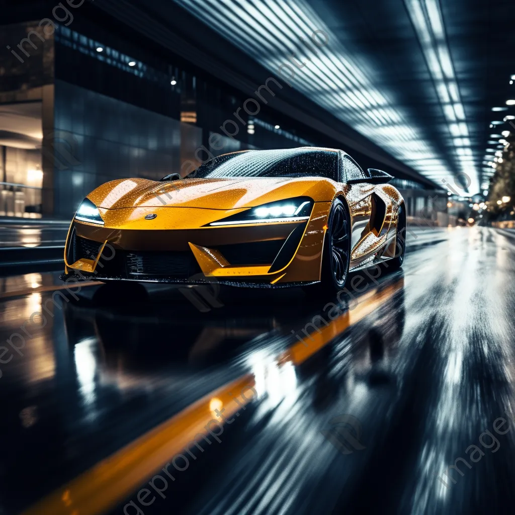 Sports car speeding on a rainy highway - Image 4