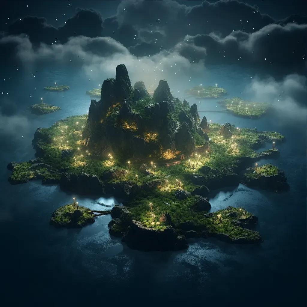 Ethereal floating islands with glowing symbols in a dreamlike sky - Image 3