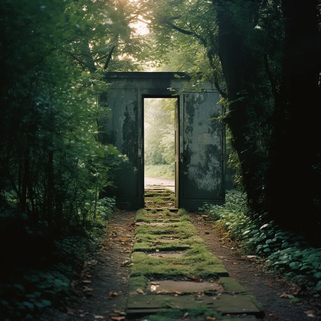 Pathway lined with doors to diverse dimensions - Image 1