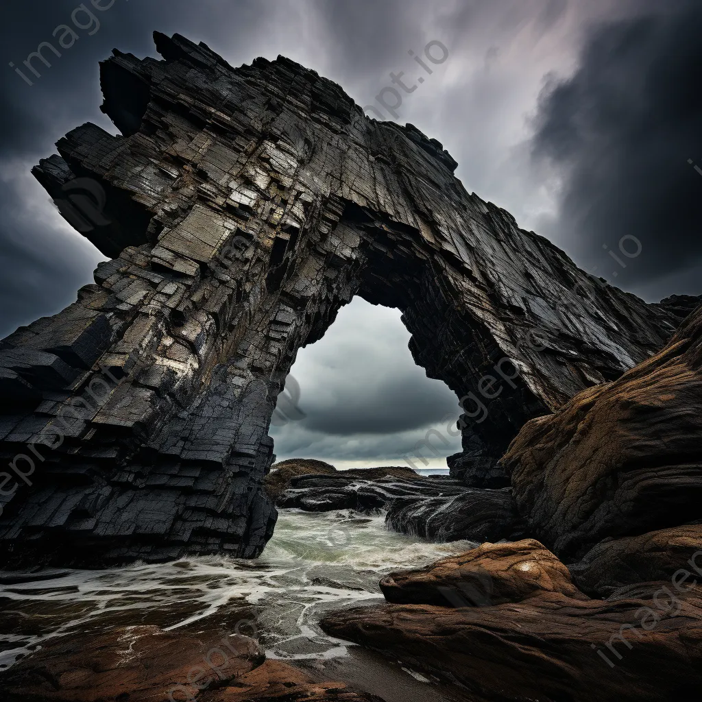 Rock arch with storm clouds above - Image 1