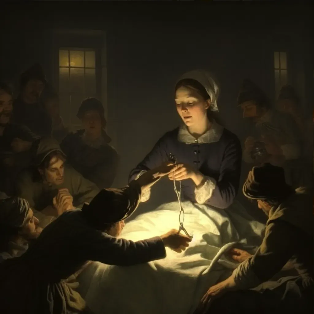 Florence Nightingale tending to wounded soldiers with lamp - Image 3