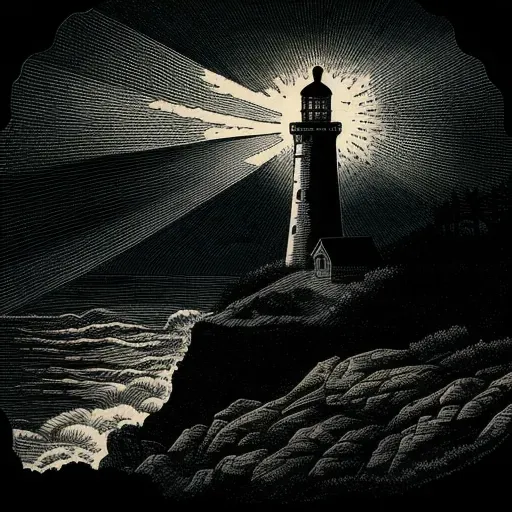 Lighthouse casting brilliant beam into dark night sky - Image 4