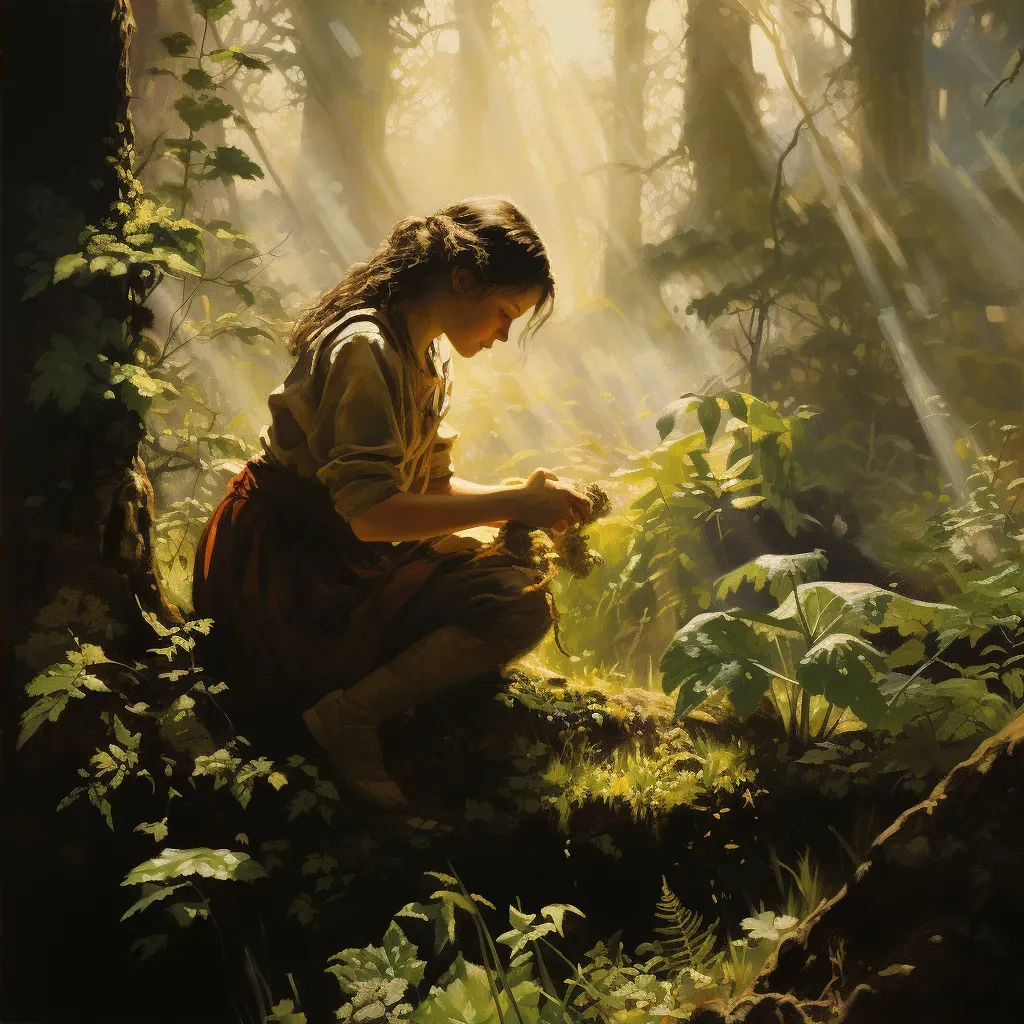 Image of a girl planting tree in a verdant forest - Image 2