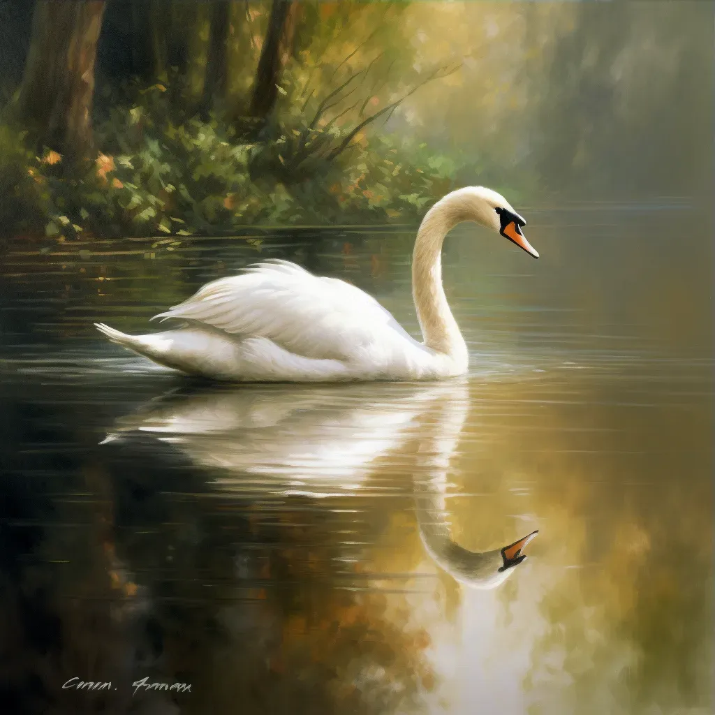 Image of a swan gliding on a calm lake - Image 3