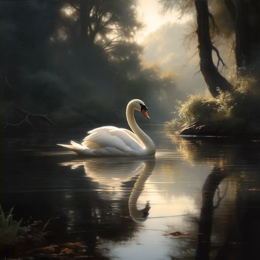 Image of a swan gliding on a calm lake - Image 4