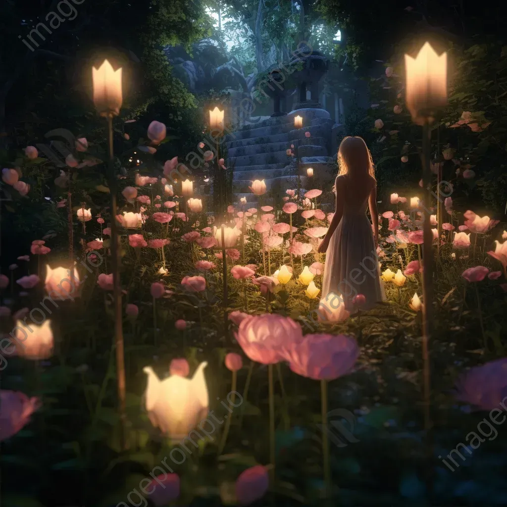 Enchanted garden with fairies and blooming flowers - Image 2