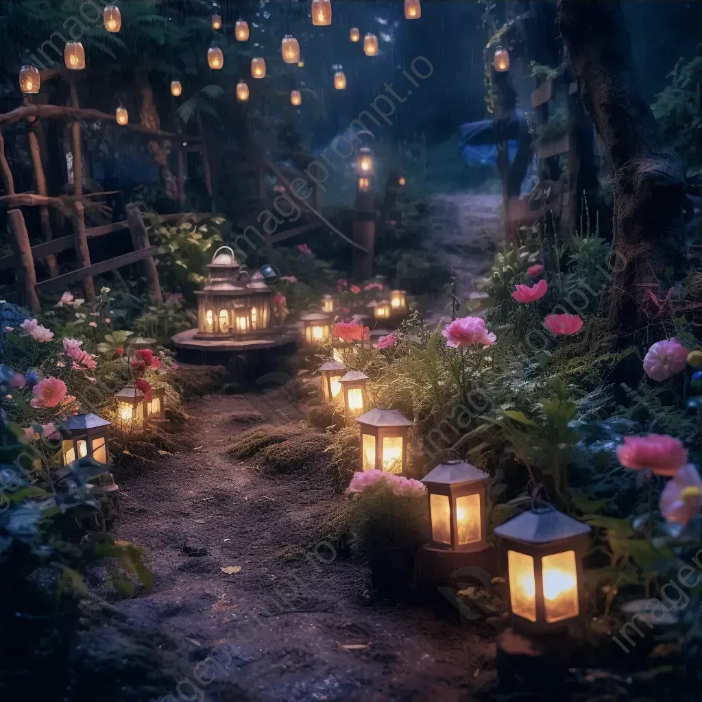 Enchanted garden with fairies and blooming flowers - Image 3