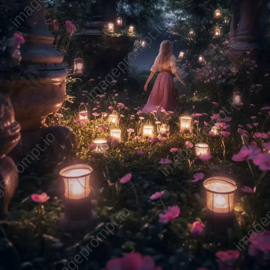 Enchanted garden with fairies and blooming flowers - Image 4