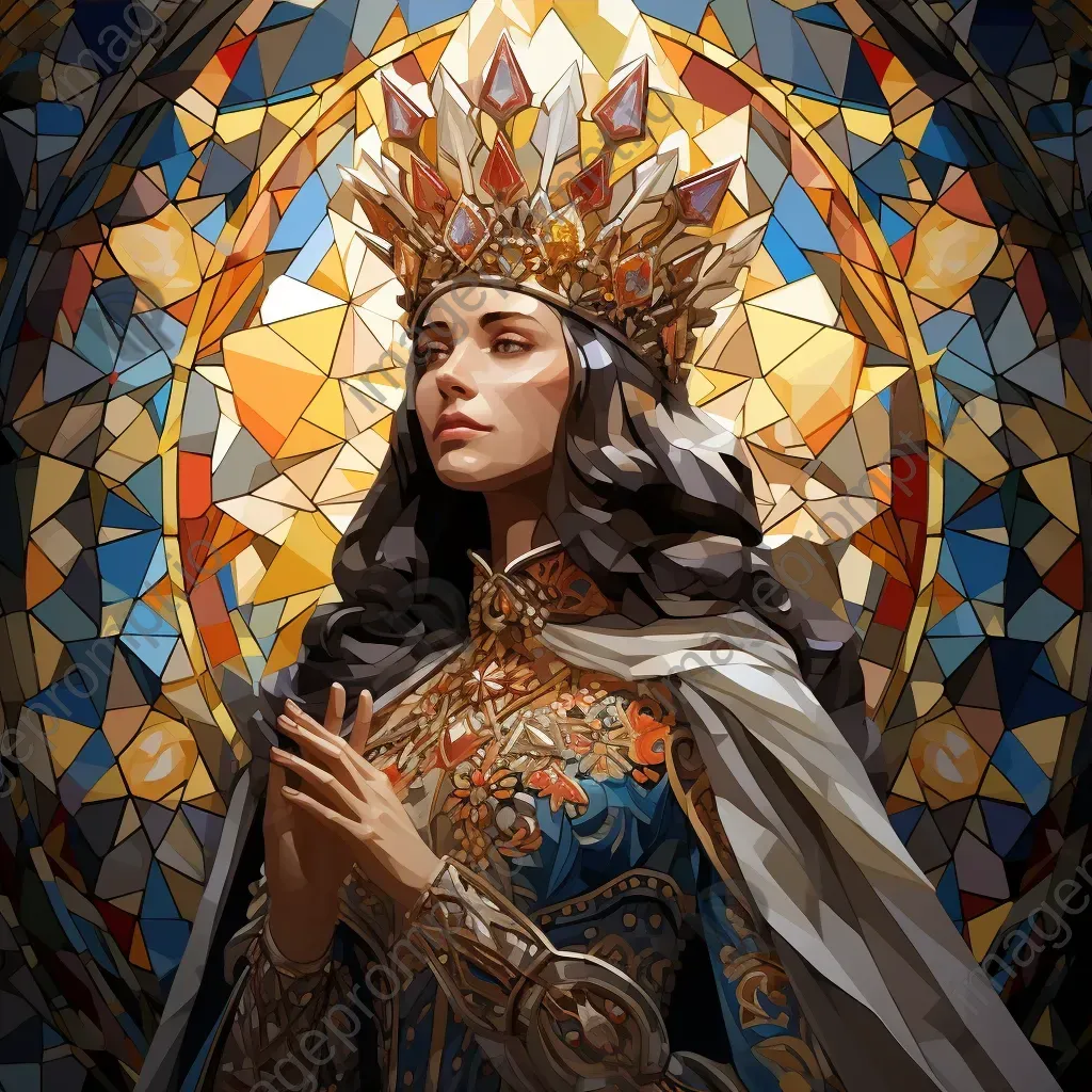 Low-poly portrait of a queen adorned in jewel-encrusted regalia - Image 3