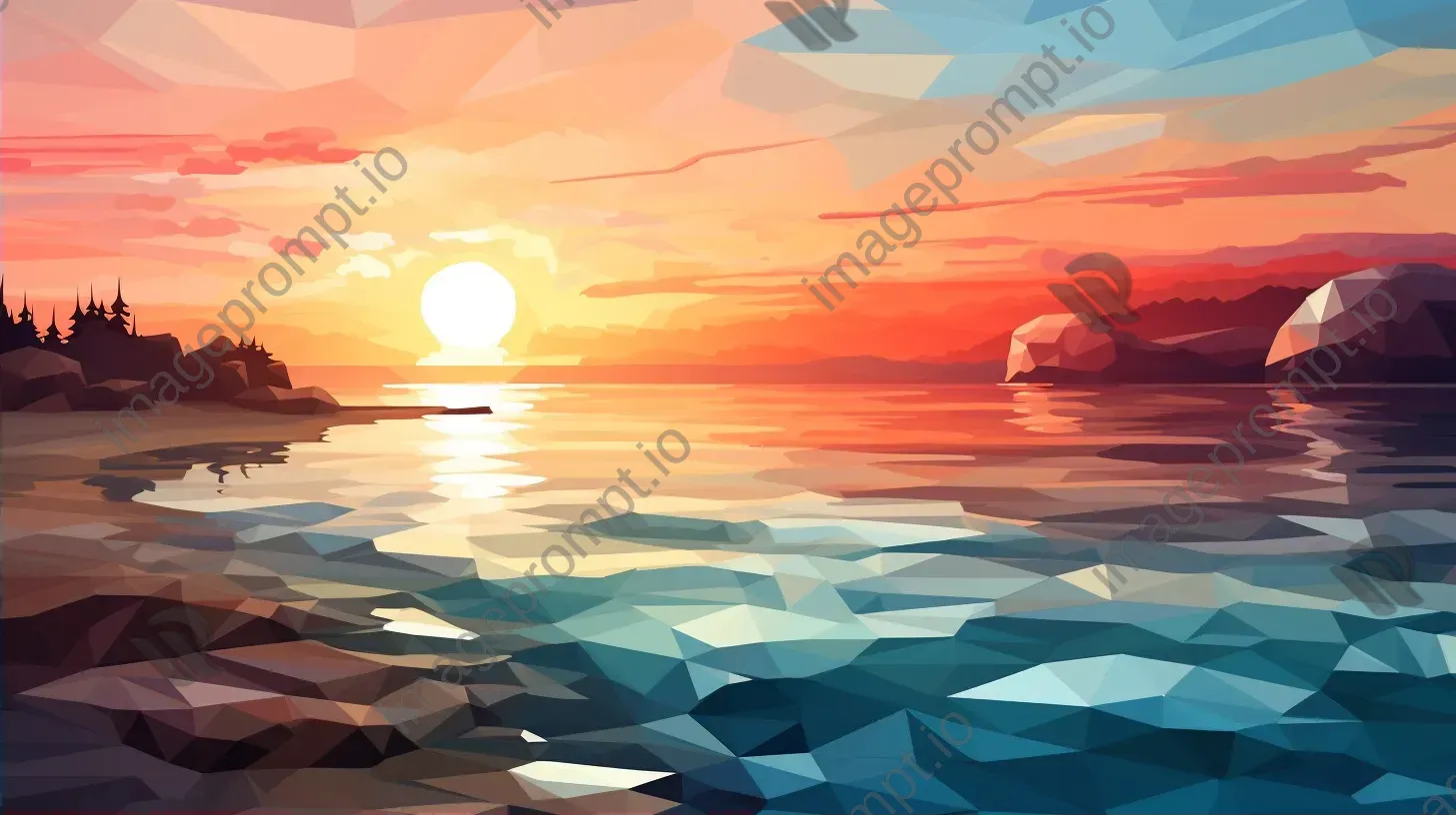 Low poly design of a coastal sunset - Image 2