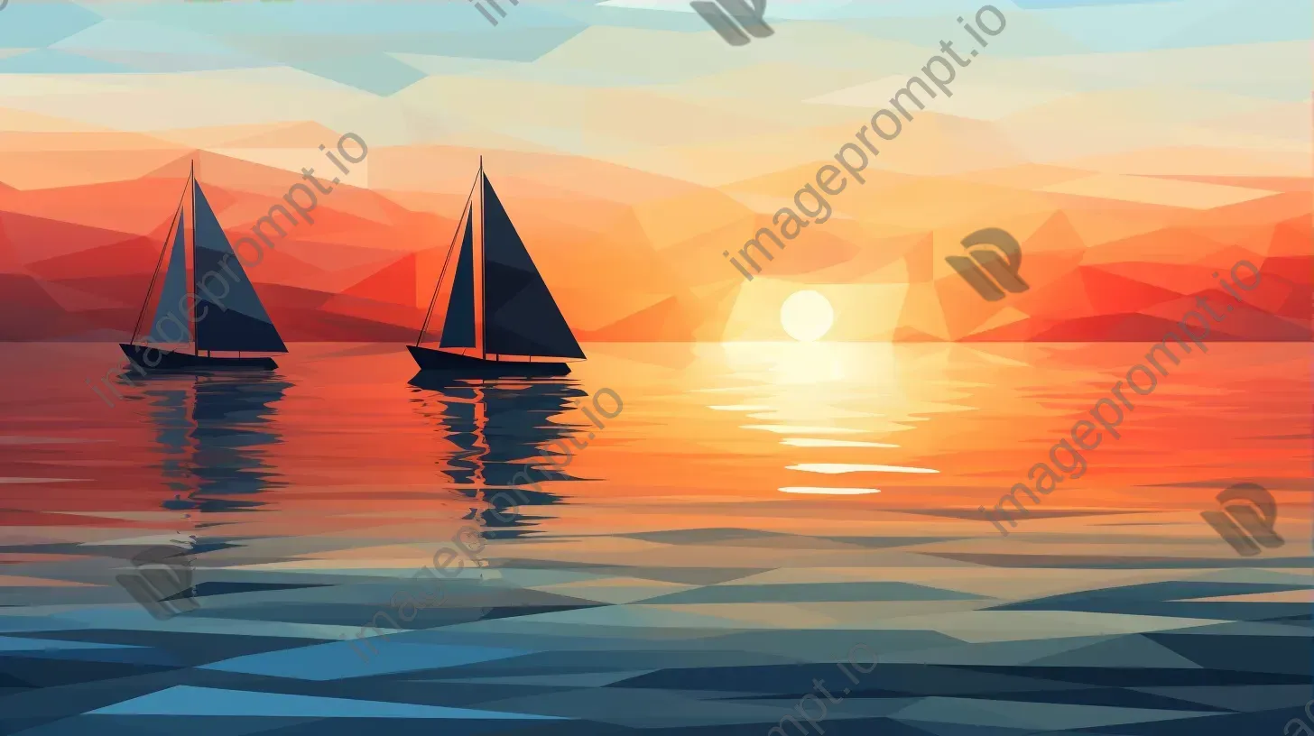 Low poly design of a coastal sunset - Image 3