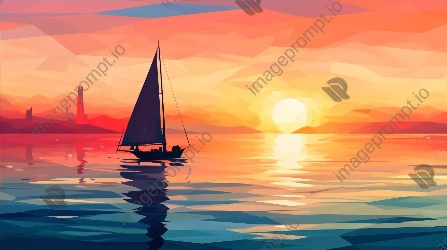 Low poly design of a coastal sunset - Image 4