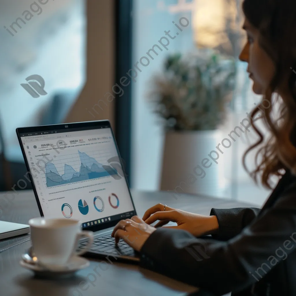 Businesswoman analyzing data on her laptop - Image 1