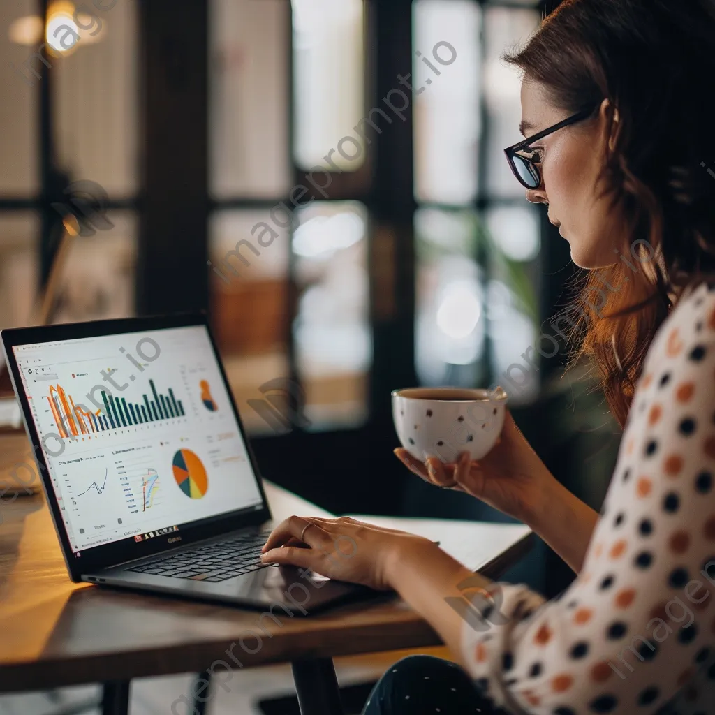 Businesswoman analyzing data on her laptop - Image 3