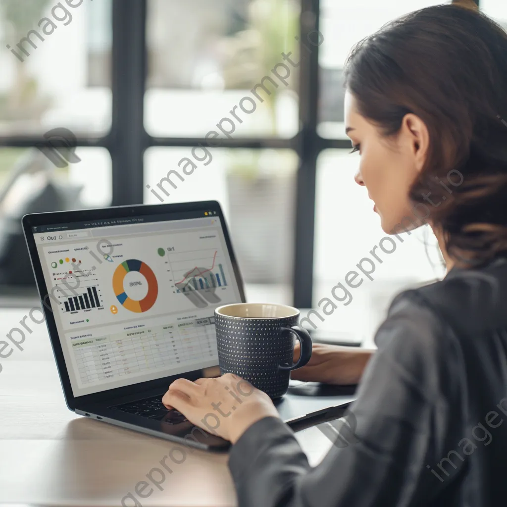 Businesswoman analyzing data on her laptop - Image 4