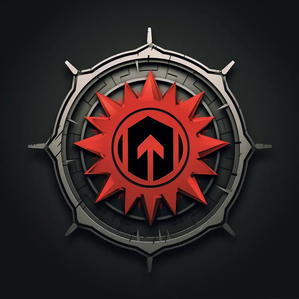 Bold and industrial logo design with gear icon in red and black colors - Image 1