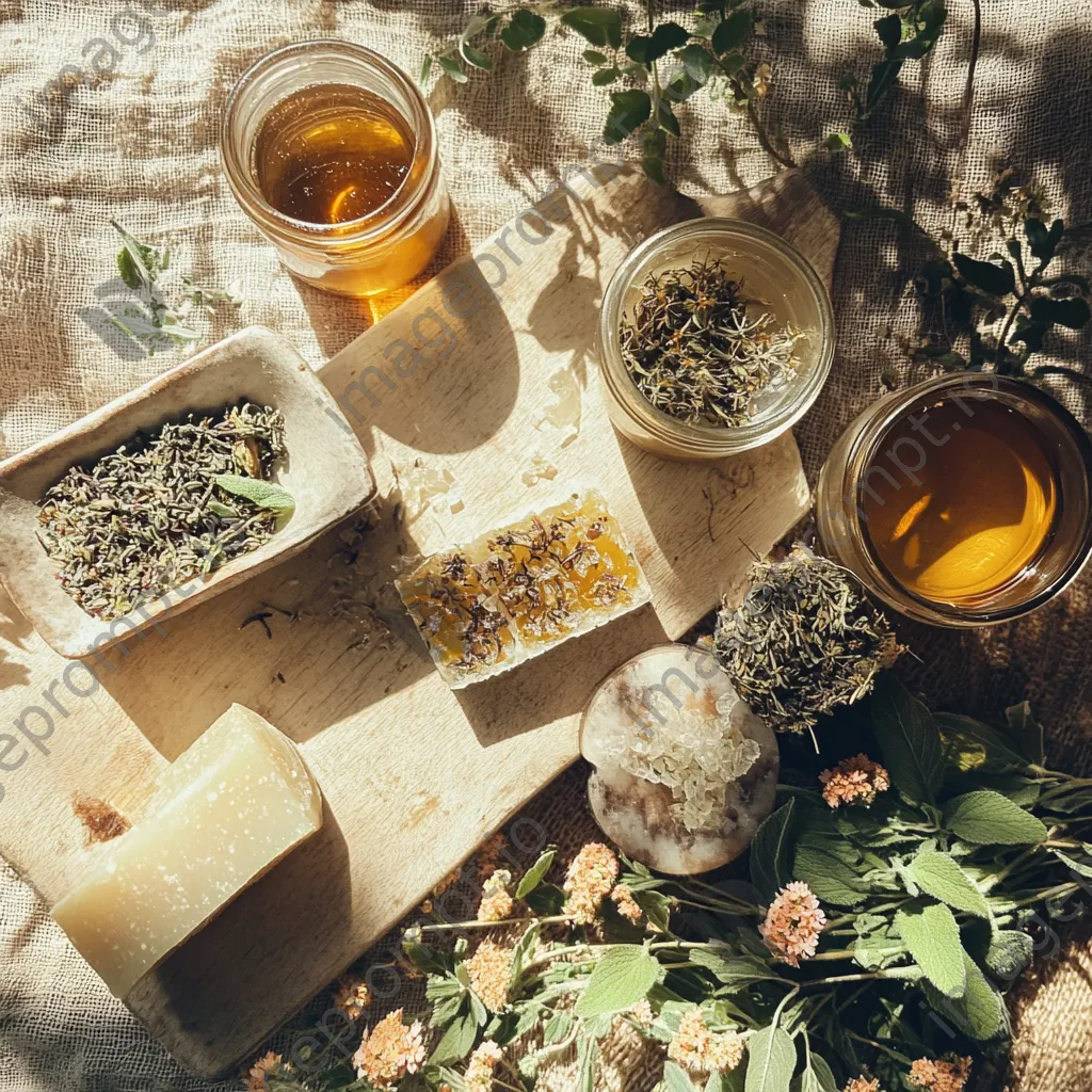 Flat lay of homemade products from hedgerow - Image 3