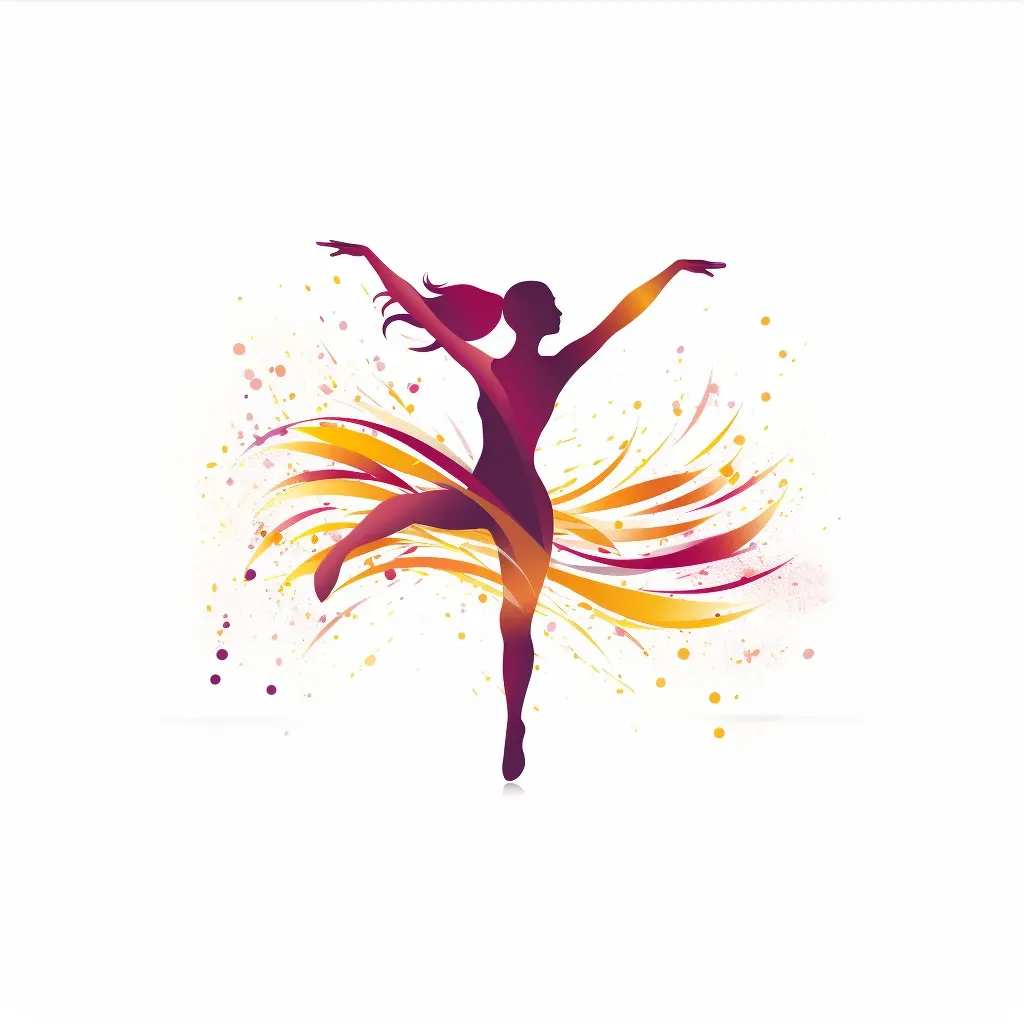 Vibrant and energetic dance studio logo with a stylized silhouette of a dancer in magenta and yellow - Image 3