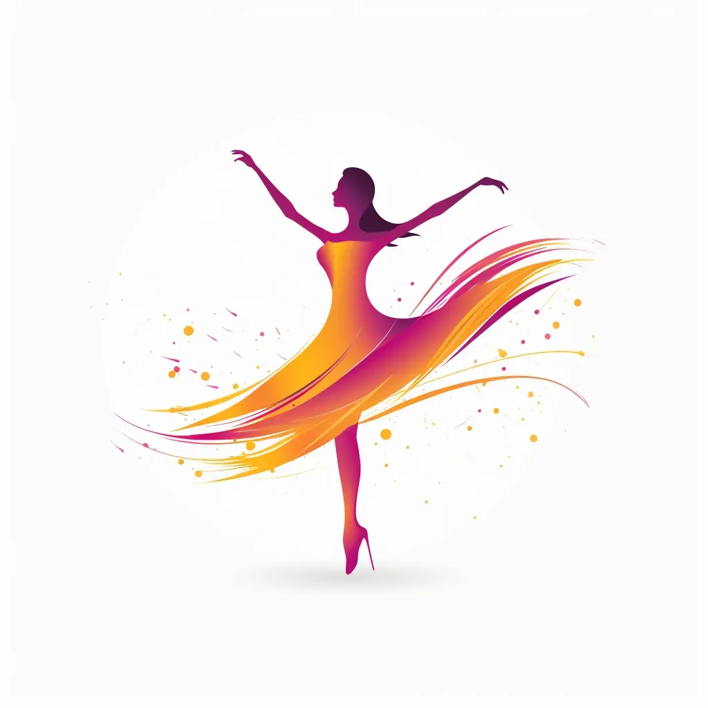 Vibrant and energetic dance studio logo with a stylized silhouette of a dancer in magenta and yellow - Image 4