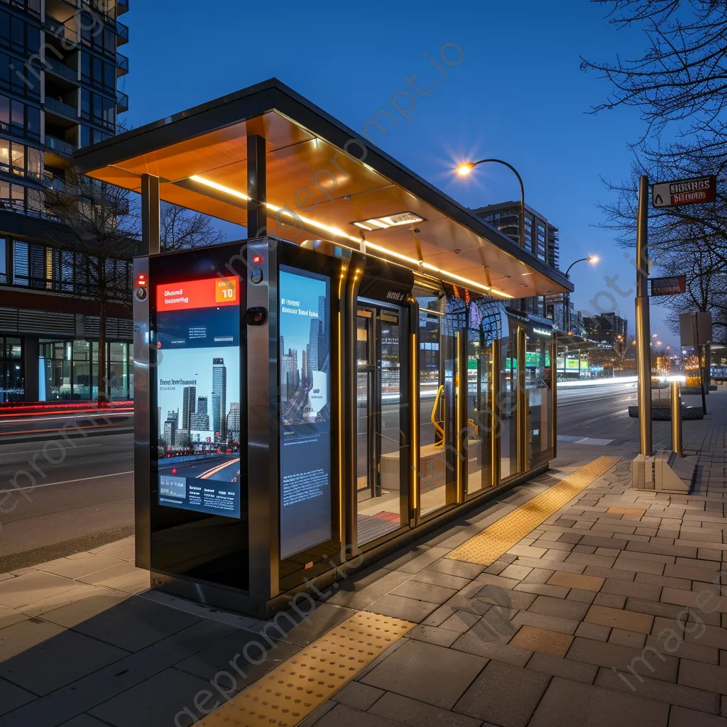 Smart bus stop with interactive screens and information displays. - Image 1