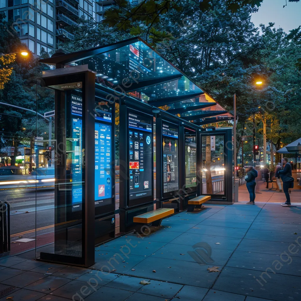 Smart bus stop with interactive screens and information displays. - Image 2