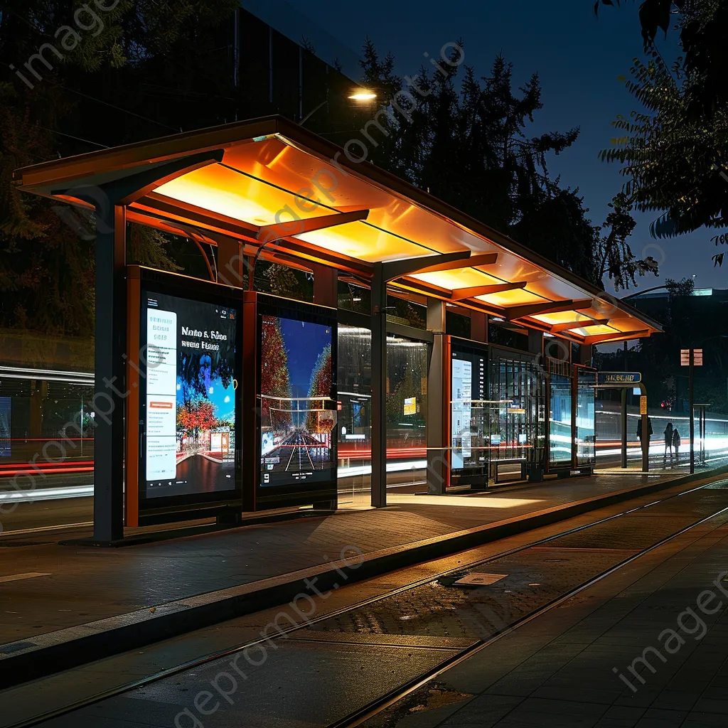 Smart bus stop with interactive screens and information displays. - Image 4