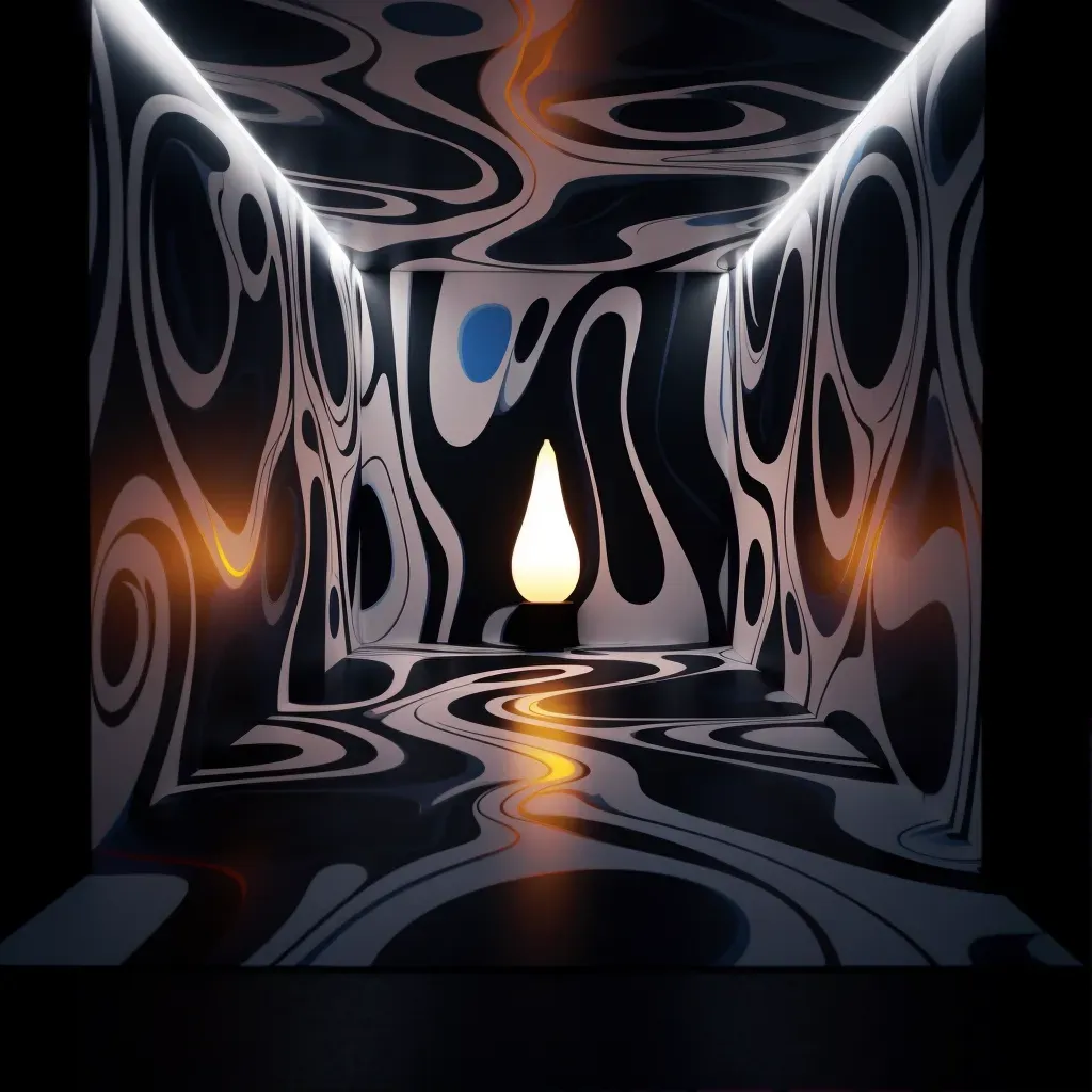 Burning candle with dancing shadows in a dimly lit room - Image 1