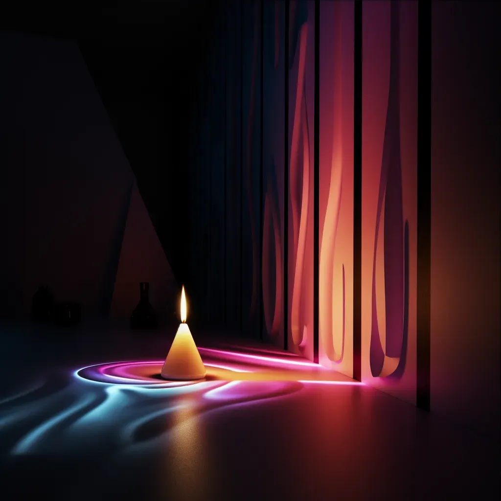 Burning candle with dancing shadows in a dimly lit room - Image 3