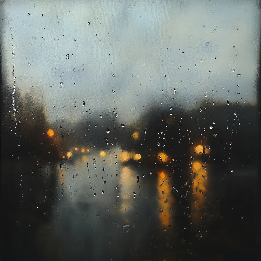 Artwork showcasing the serene beauty of rain droplets on a windowpane - Image 2