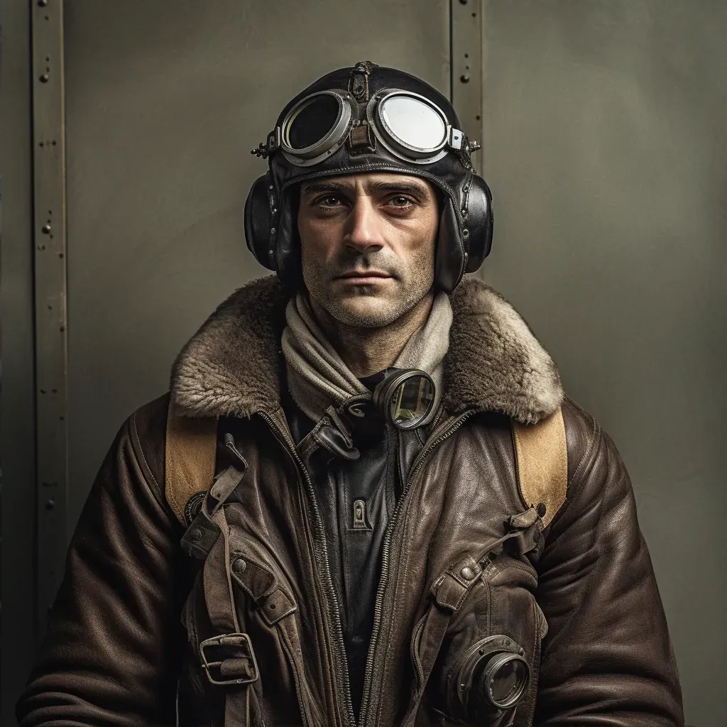 Vintage portrait of an aviation pilot in leather flight jacket - Image 2