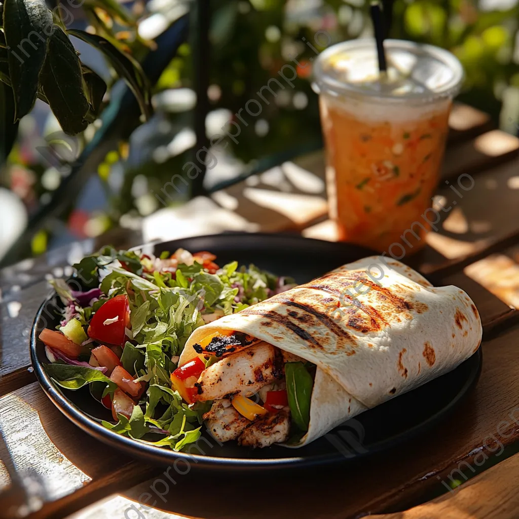 Fast food wrap served with salad - Image 1