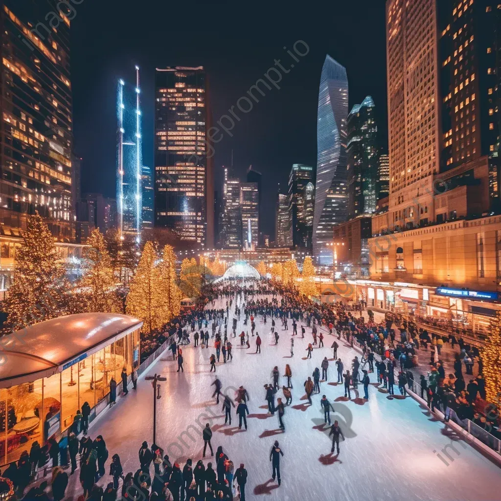 Outdoor ice skating rink in the city with festive atmosphere - Image 2