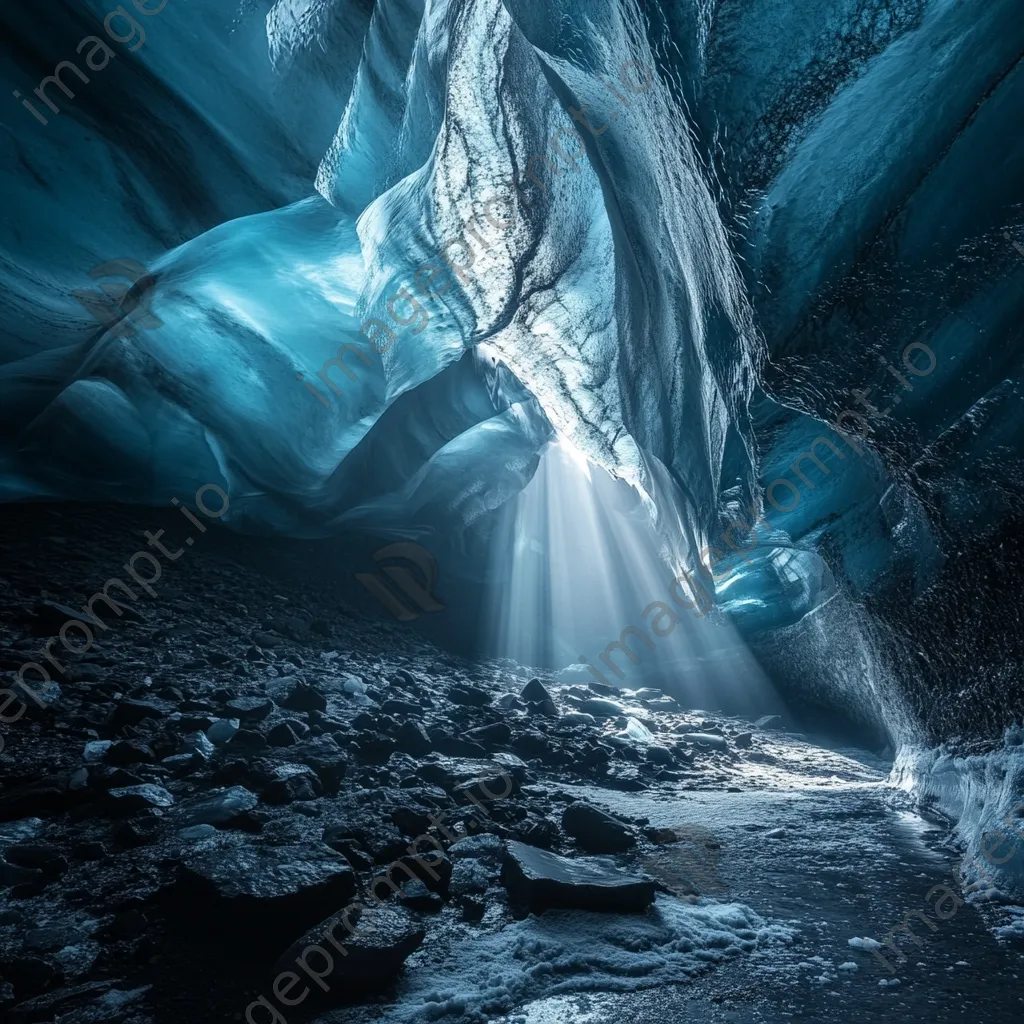 Glacier cave with light spilling through clear ice walls - Image 2