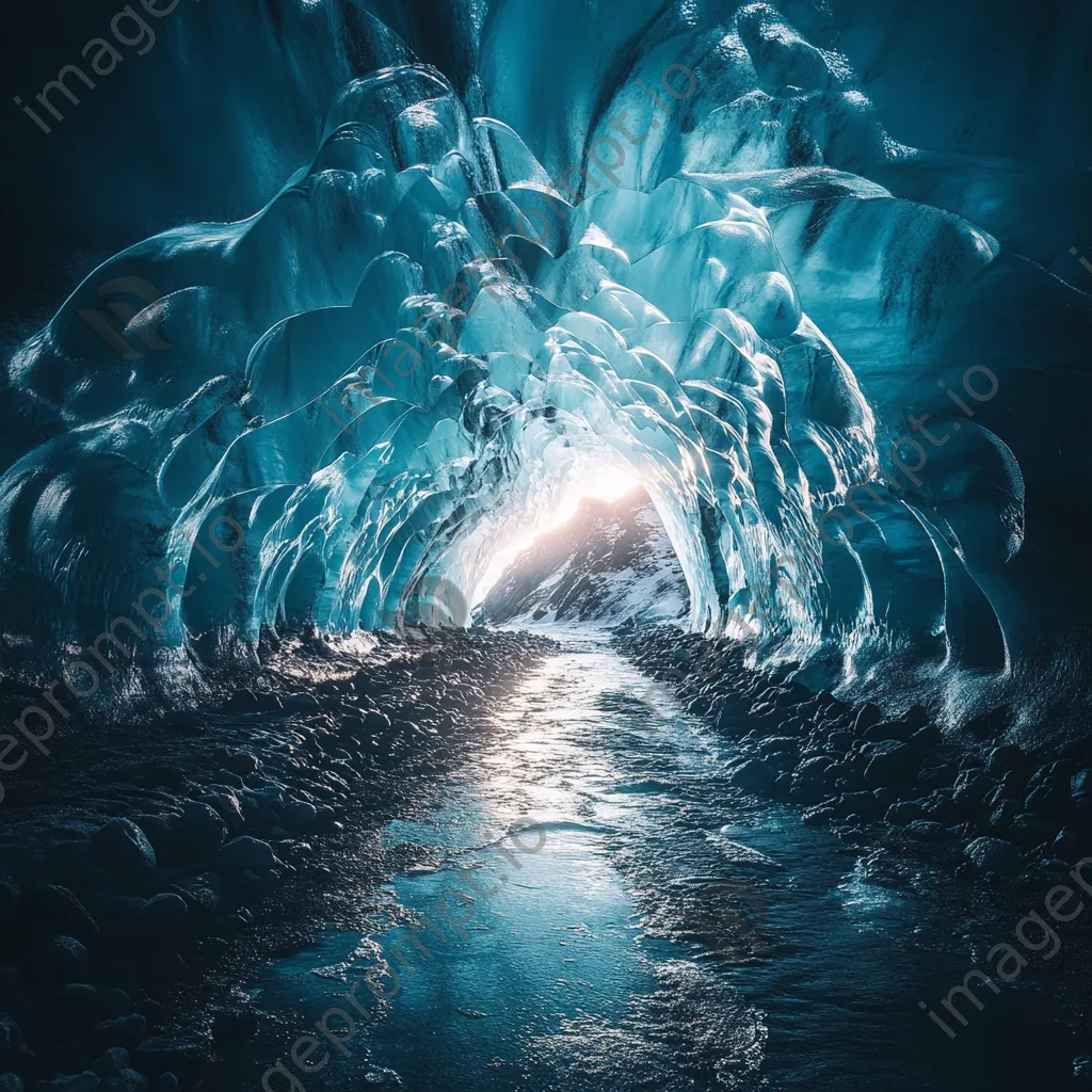 Glacier cave with light spilling through clear ice walls - Image 3