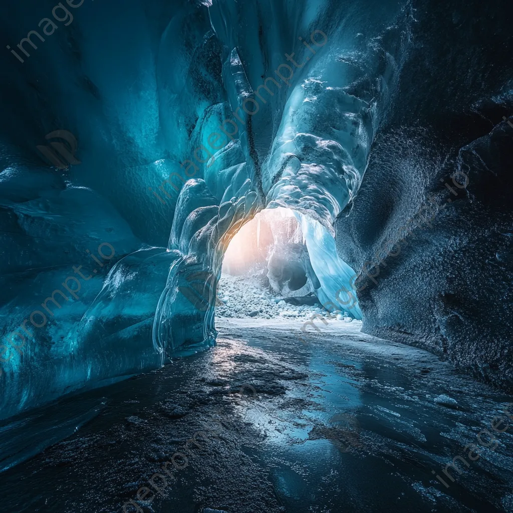 Glacier cave with light spilling through clear ice walls - Image 4