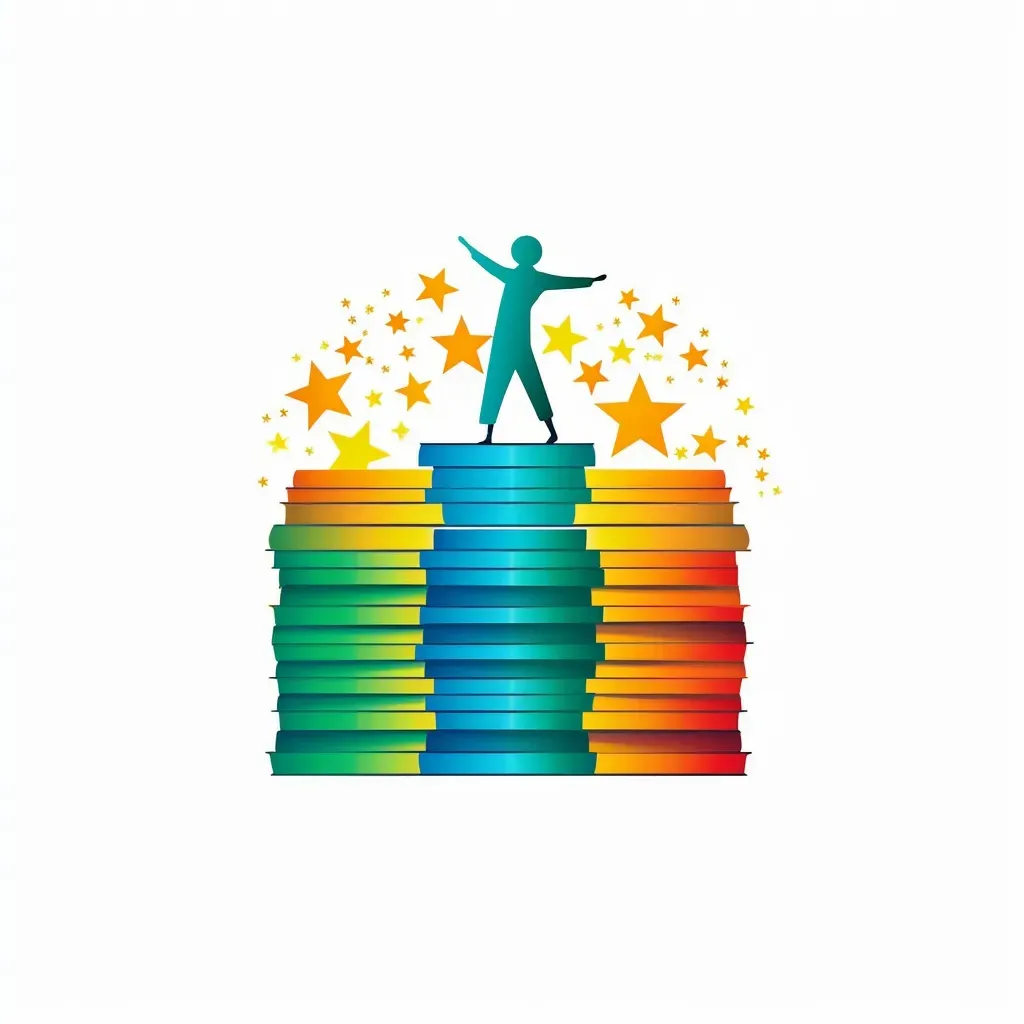 Vibrant logo with books forming a child