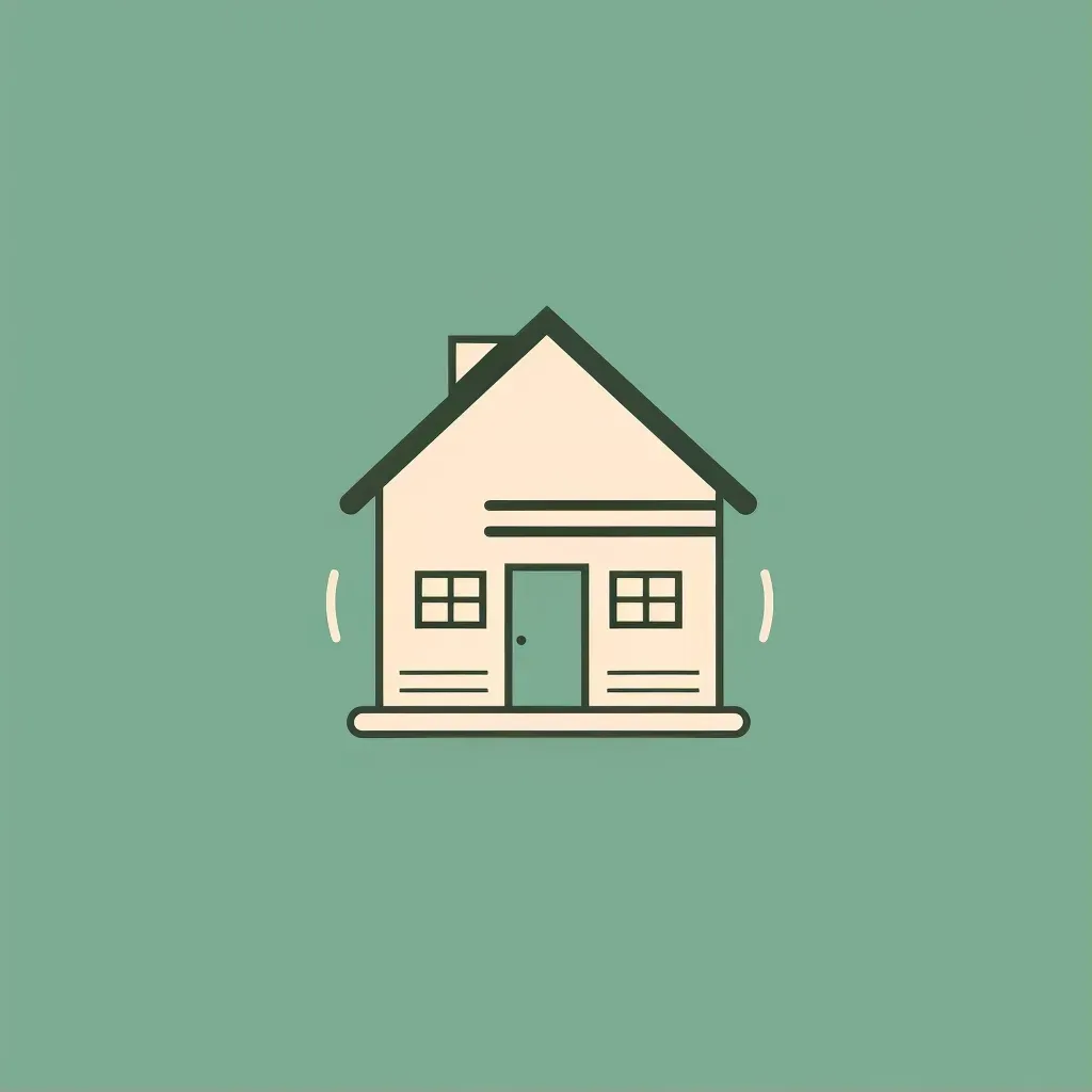 Modern and minimalist logo design with tiny house icon in green and white colors - Image 1