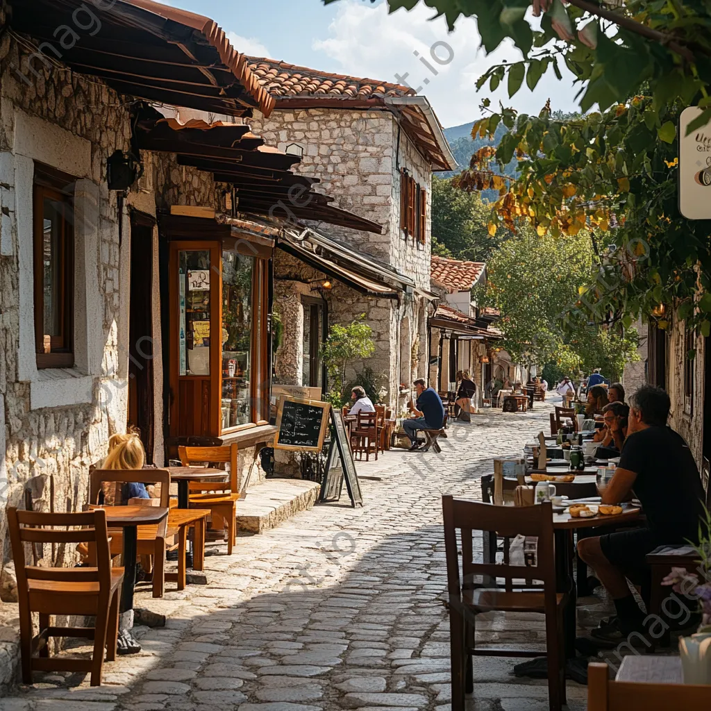 Village café with locals enjoying tea and pastries - Image 4